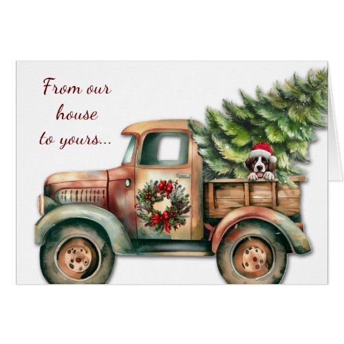 Retro Truck Saint Bernard Dog Christmas