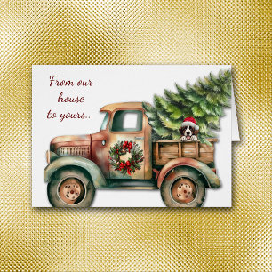 Retro Truck Saint Bernard Dog Christmas Cards