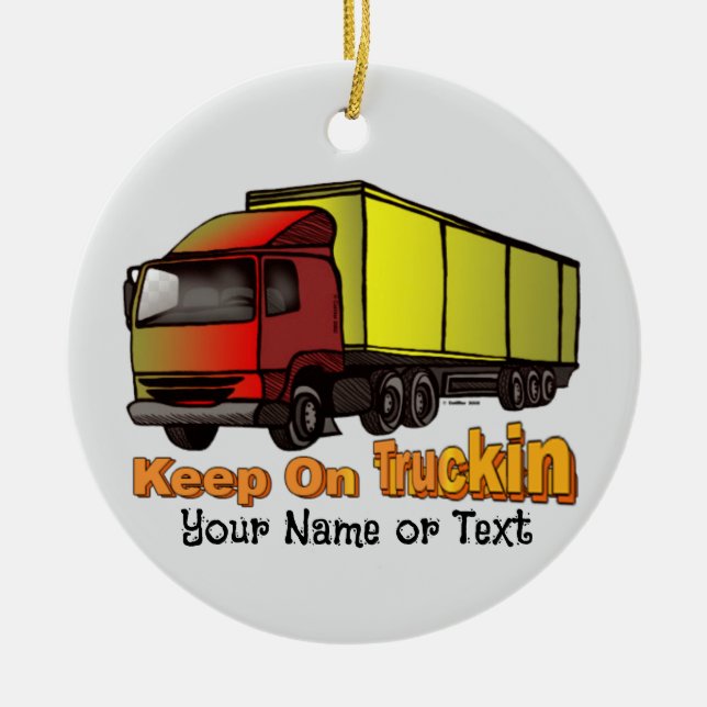 Retro Trucker 1 Ceramic Ornament (Front)