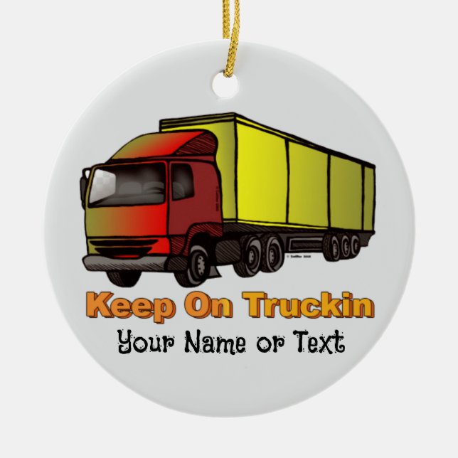 Retro Trucker 2 Ceramic Ornament (Front)