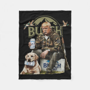 Retro Trump Hunting Deer Funny Beer Drinking Beer  Fleece Blanket