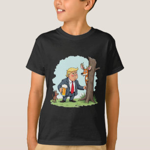 Retro Trump Hunting Deer Funny Beer Drinking Hunti T-Shirt