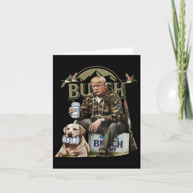 Retro Trump Hunting Deer Funny Drinking Beer Hunti Card (Front)