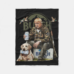 Retro Trump Hunting Deer Funny Drinking Beer Hunti Fleece Blanket