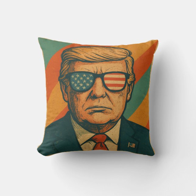 Retro Trump Throw Pillow (Front)