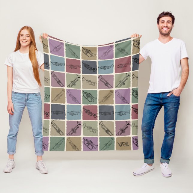 Retro Trumpet Lover Blanket Vintage Trumpet Throw (In Situ)