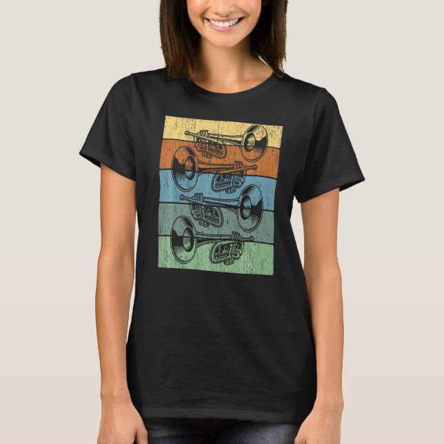 Retro Trumpet Player Trumpeters Musician Musical I T-Shirt (Front)