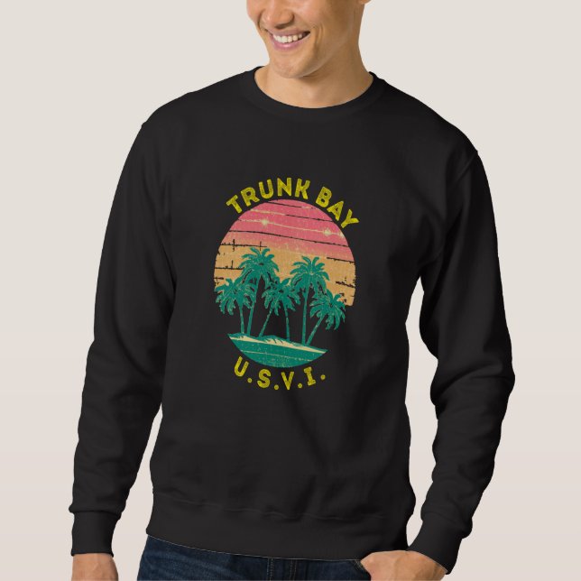 Retro Trunk Bay Vacation Souvenir Palm Tree Sweatshirt (Front)