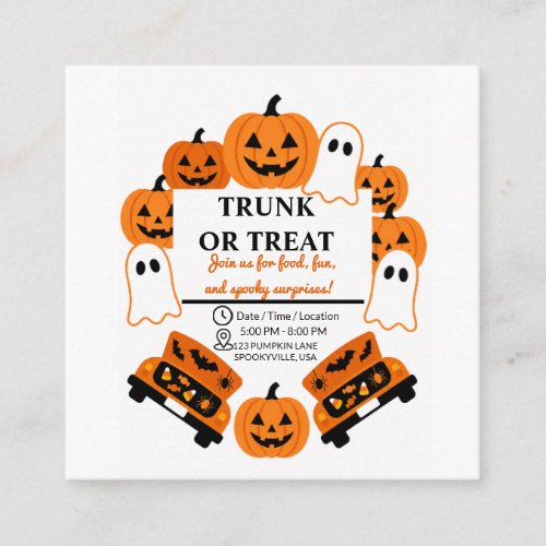 Retro Trunk or Treat Community Halloween Party  Enclosure Card