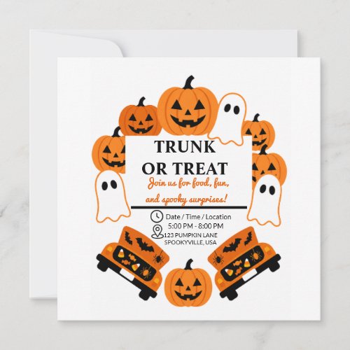 Retro Trunk or Treat Community Halloween Party Save The Date