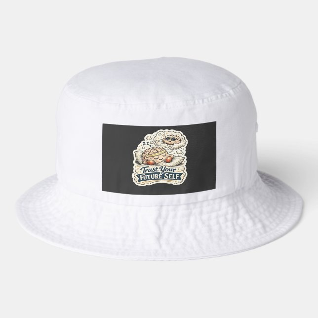 Retro Trust Your Future Self Skeleton Graphic Men' Bucket Hat (Front)