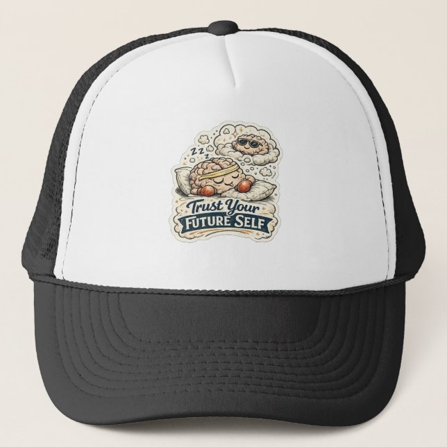 Retro Trust Your Future Self Skeleton Graphic Men' Trucker Hat (Front)