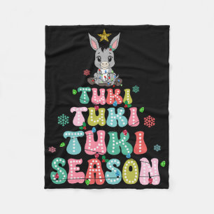 Retro Tuki Tuki Donkey Tis The Season Mexican Chri Fleece Blanket