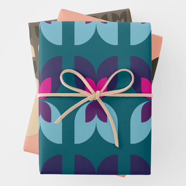 Retro Tulip Fall Colors Gifts Wrapping Paper (In situ)