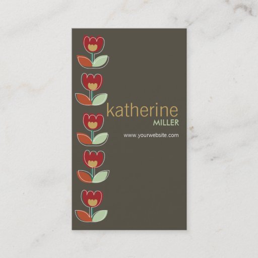 Customizable Retro Tulips Flower Custom Template Profile Card Business Card