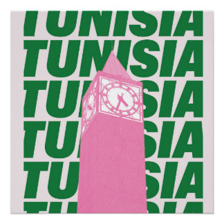Retro Tunisia Clock Poster | Vintage Travel-Inspir