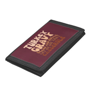 Retro Turkey Gravy Beans And Rolls Thanksgiving Tri-fold Wallet