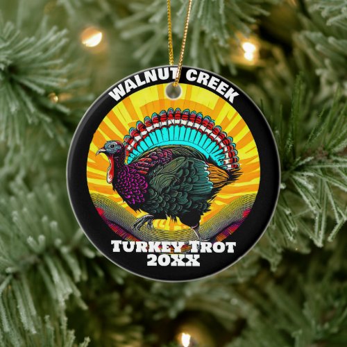 Retro Turkey Trot Ceramic Ornament