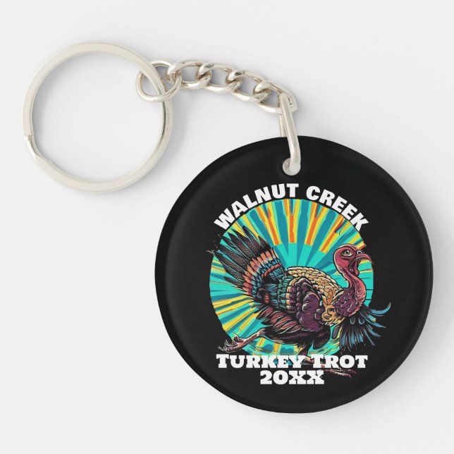 Retro Turkey Trot Keychain (Front)