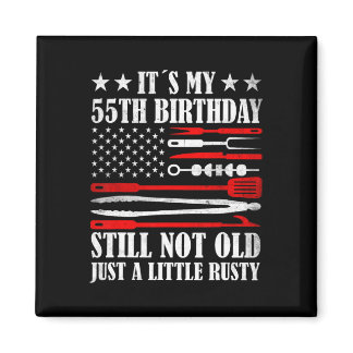 Retro Turning 55 Years Old Vintage Us Flag Men's 5 Magnet