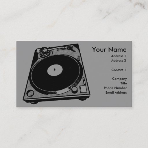 Customizable Black &amp; White Turntable Business Card