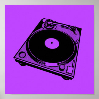Retro Turntable Graphic in Black Poster