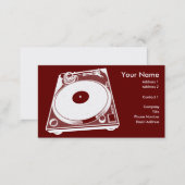 Retro Turntable Graphic in White Business Card (Front/Back)