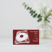 Retro Turntable Graphic in White Business Card (Standing Front)