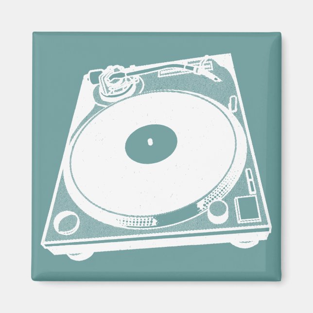 Retro Turntable Graphic in White Magnet (Front)