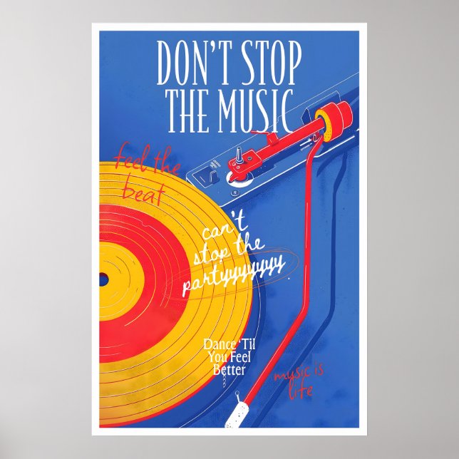 Retro Turntable Vinyl Record Poster – Music Lover (Front)