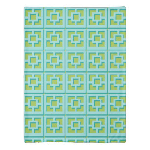 Retro Turquoise and Green Trellis Duvet Cover