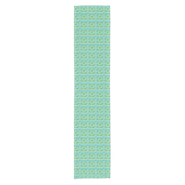 Retro Turquoise and Green Trellis Table Runner (Front)