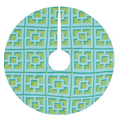  Retro Turquoise and Green Trellis Tree Skirt