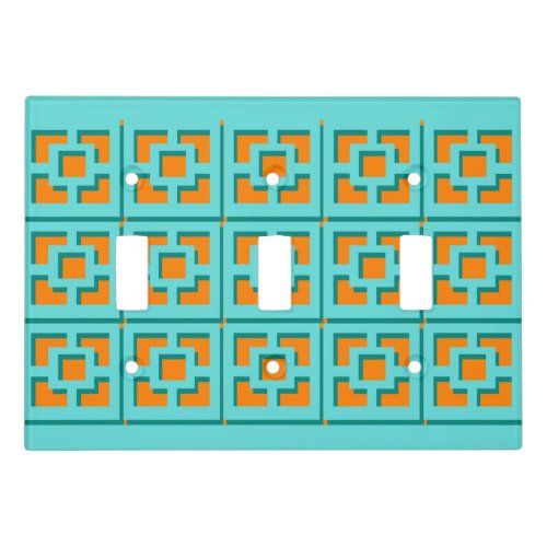 Retro Turquoise and Orange Light Switch Cover