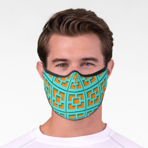 Retro Turquoise and Orange Premium Face Mask