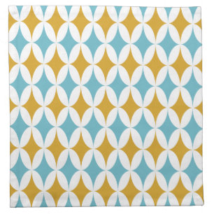 Retro Turquoise and Orange Starburst Mid Century Cloth Napkin