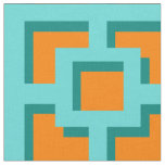 Retro Turquoise and Orange Trellis Fabric