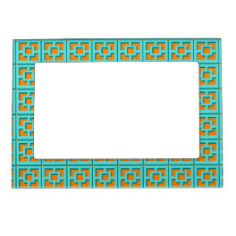 Retro Turquoise and Orange Trellis Magnetic Frame