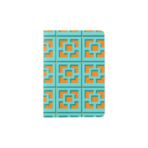 Retro Turquoise and Orange Trellis Passport Holder