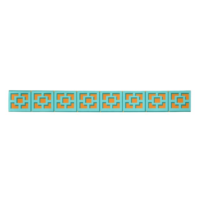 Retro Turquoise and Orange Trellis Ribbon (Front)