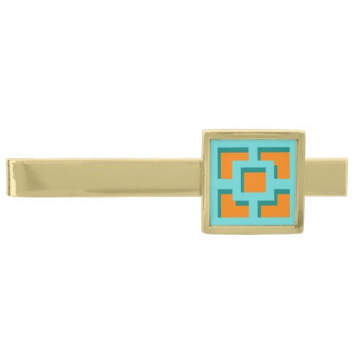 Retro Turquoise and Orange Trellis Tie Bar