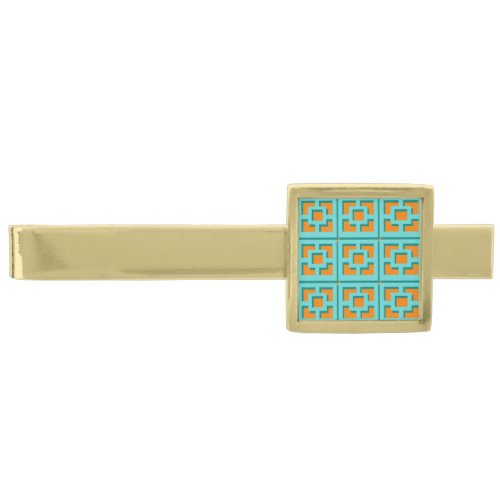 Retro Turquoise and Orange Trellis Tie Bar