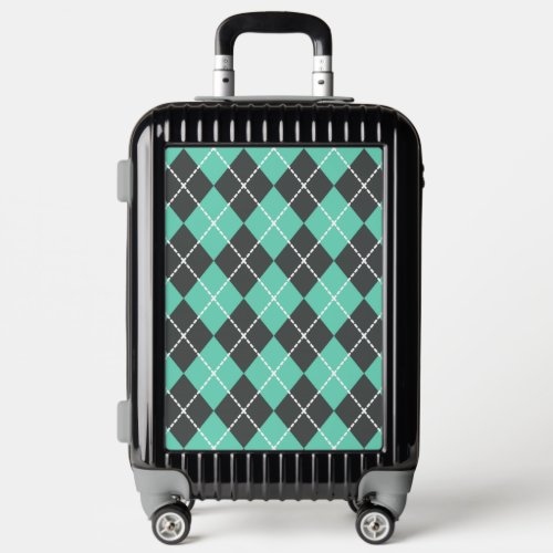 Retro Turquoise Argyle Pattern Luggage