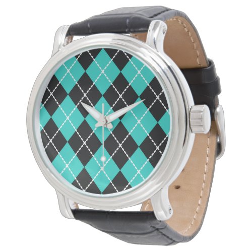 Retro Turquoise Argyle Watch