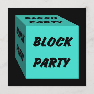 Retro Turquoise Block Party Social Invitation