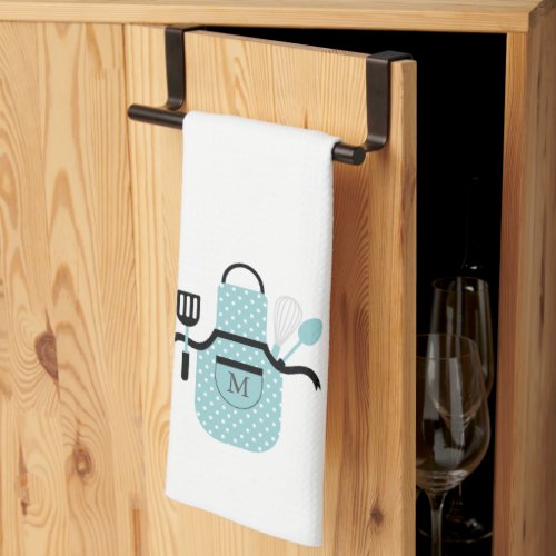 Retro Turquoise Blue Apron Kitchen Towel