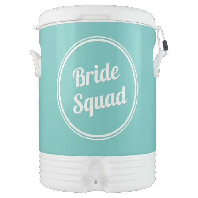 Retro Turquoise Bride Squad Beverage Cooler (Front)