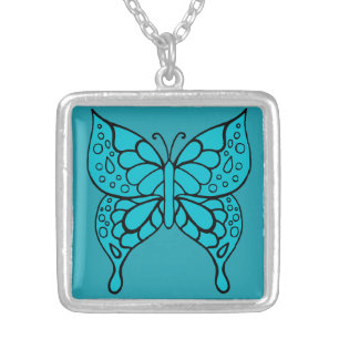 Retro Turquoise Butterfly Necklace 