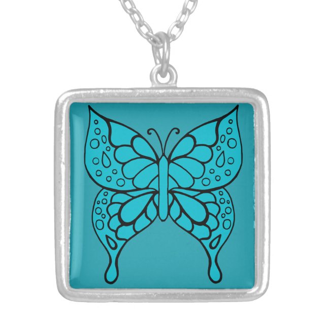 Retro Turquoise Butterfly Necklace  (Front)