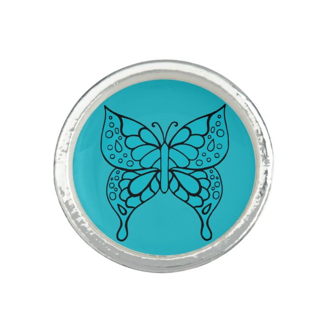 Retro Turquoise Butterfly Ring (Front)